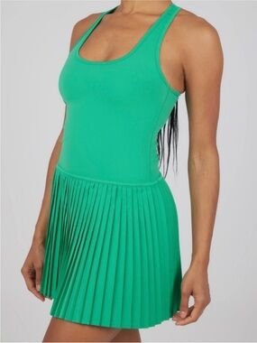 Crane Pleated Racerback Active Dress Kelly Green Large